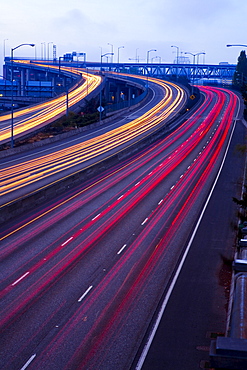 Blurred Traffic On Highway, Portland, Oregon, Usa