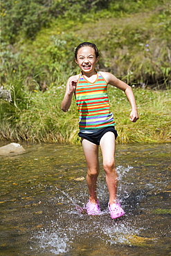 Girl Running In Water