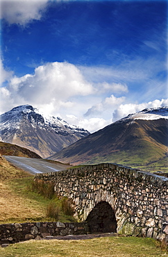 Stone Bridge In Mountain Landscape, Lake District, Cumbria, England, United Kingdom