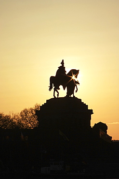 Silhouette Of Statue Of Kaiser Wilhelm I, Koblenz, Rheinland Pfalz, Germany