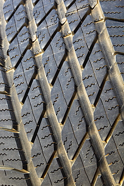 Close-Up Detail Of Tire Tread Pattern, Tarifa, Cadiz, Andalusia, Spain