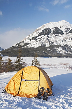 Dome Tent In The Winter In The Mountains