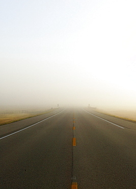 Highway In Misty Morning, Saskatchewan, Canada