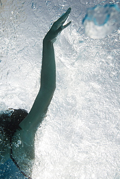 A Woman Swimming Underwater, Tarifa, Cadiz, Andalusia, Spain