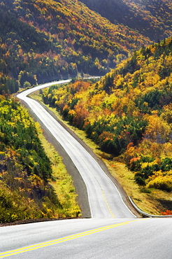 Cabot Trail Winds Through Autumn Colors In Cape Breton Highlands National Park.