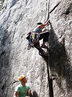 Rock Climbers, Laurentians, Quebec, Canada