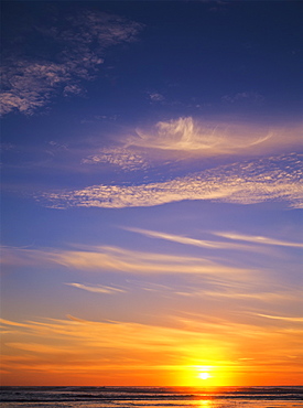 The Sun Sets At Umpqua Beach, Winchester Bay, Oregon, United States Of America