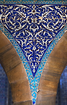 Blue Tile Mosaic On A Wall, Istanbul, Turkey