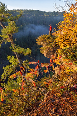 Man Standing On The Edge Of The Barron Canyon, Algonquin Park, Ontario, Canada