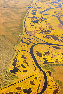 Aerial View Of Wetlands And Tundra Along The Noatak River Delta, Noatak, Alaska, United States Of America