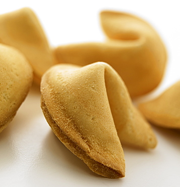 Close Up Of Fortune Cookies On White Background