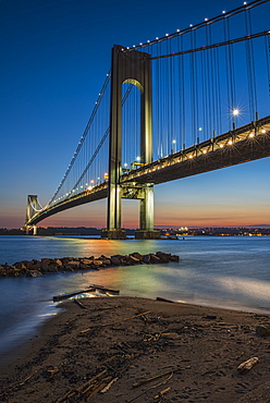 Verrazano-Narrows Bridge At Twilight, Brooklyn, New York, United States Of America