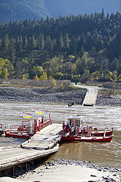 The Lytton Cable Ferry Crossing The Fraser River, North Of Lytton, British Columbia, Canada