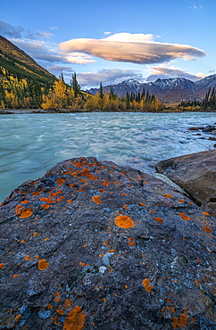 Lenticular Clouds Form Over The Grey Ridge And The Wheaton River, Yukon, Canada