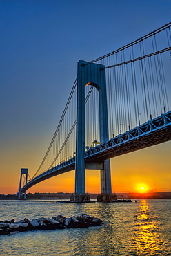 Verrazano-Narrows Bridge At Sunset, Brooklyn, New York, United States Of America