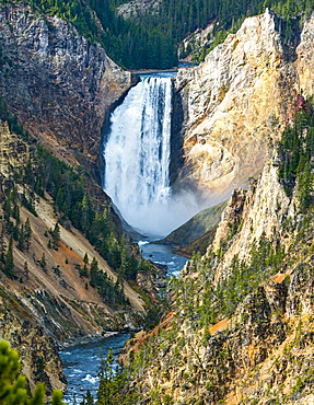 Waterfall From The Yellowstone River, Yellowstone National Park, Wyoming, United States Of America
