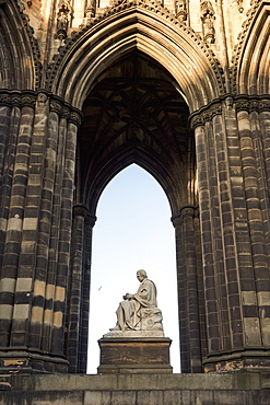 Ornate Facade Of An Arched Niche With Scott Monument, Princes Street Gardens, Edinburgh, Scotland