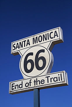 End Of The Trail, Route 66 Sign, Santa Monica Pier, Santa Monica, California, United States Of America