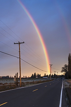 A Rainbow Brightens A Sky, Astoria, Oregon, United States Of America