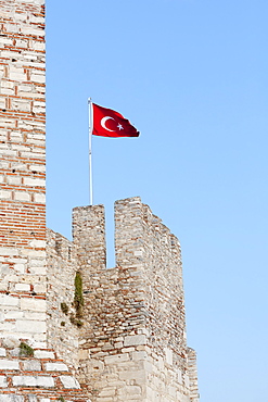 Selcuk Castle And The Turkish Flag, Ephesus, Turkey