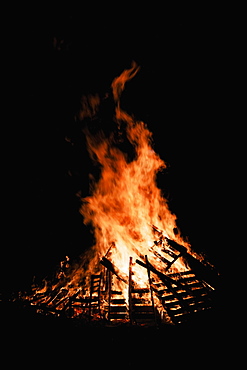 Guy Fawkes Night, Bonfire Burning At Night, London, England