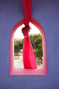 Colourful Traditional Rajasthani Window Detail With Cloth