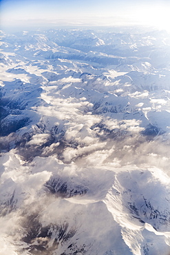 Aerial View Of Fresh Snow On The Cascade Mountain Range, Washington, United States Of America