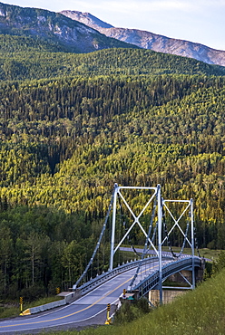 Liard River suspension bridge, last suspension bridge on the Alaska Highway, Liard, British Columbia, Canada