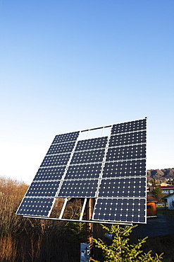 Solar Panels And A Blue Sky, Homer, Alaska, United States Of America