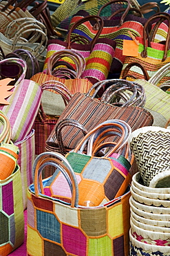 Colorful Baskets In Market, Ajaccio, Corsica, France