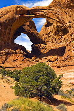 Utah, United States Of America; Double Arch Formation At Arches National Park