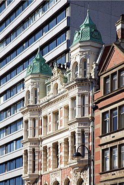 Contrasting Modern And Older Buildings; Belfast, County Antrim, Northern Ireland