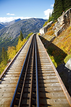 Trestle Of The Historic Train In White Pass & Yukon Route In The Coast Mountains; Skagway, Alaska, United States Of America