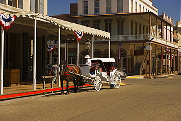 Horse cart moving on a street