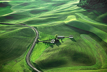 Aerial, farm country 