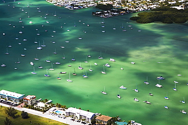 Aerial view of tourist resorts along the sea, Florida Keys, Florida, USA