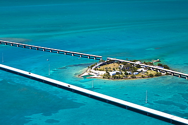 Aerial view of two bridges and an island, Florida Keys, Florida, USA