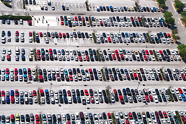 Aerial view of cars parked in a parking lot, Orlando, Florida, USA