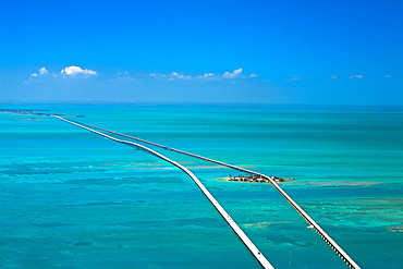 Aerial view of two bridges over the sea, Florida Keys, Florida, USA