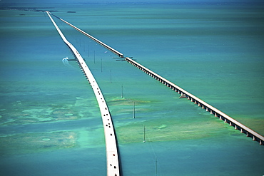 Aerial view of two bridges over the sea, Florida Keys, Florida, USA