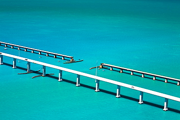 High angle view of bridges over the sea, Florida Keys, Florida, USA