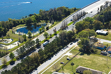 Aerial view of two lane highways, Orlando, Florida, USA