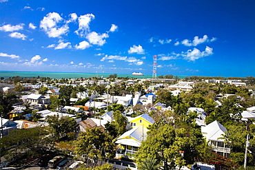 High angle view of buildings in a city, Key West, Florida, USA