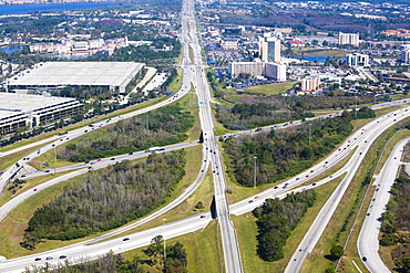 Aerial view of roads, Interstate 4, Orlando, Florida, USA