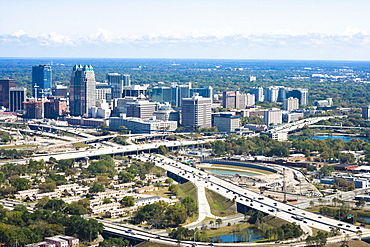 Aerial view of buildings in a city, Orlando, Florida, USA