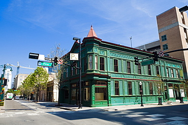 Buildings along a street, Magnolia Street, Orlando, Florida, USA