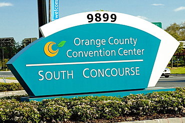 Close-up of an information board, Orlando, Florida, USA