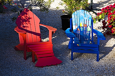 High angle view of adirondack chairs, Florida Keys, Florida, USA