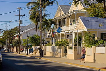 Buildings at the roadside, Duval Street, Key West, Florida, USA