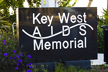 Close-up of an information board, Key West AIDS Memorial, Key West, Florida, USA